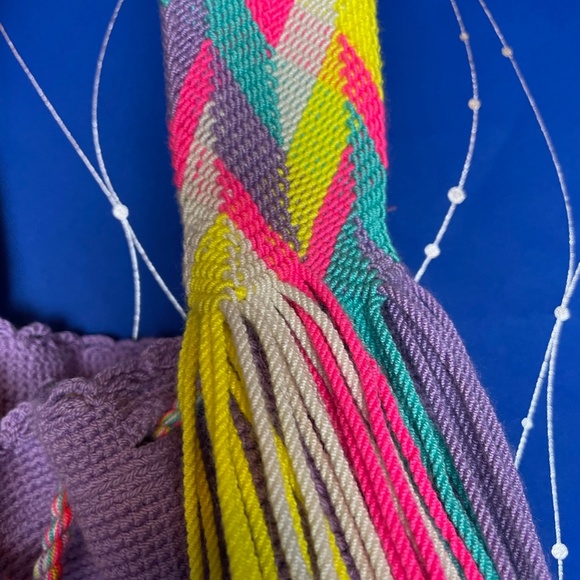 Authentic Mochilas Wayuu Bag. Handmade Colombian Purple Tote for Women! - Picture 4 of 8